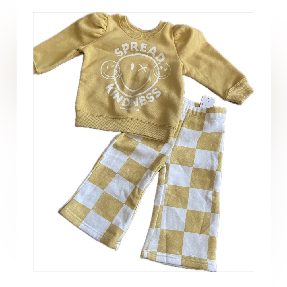 SmileyWorld Baby Girl Yellow Checkered 2-piece outfit